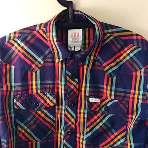 Topo Designs colorful plaid button-down